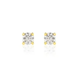 Boucles D'oreilles Puces Victoria Or Jaune Diamant