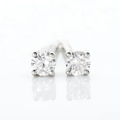 Boucles D'oreilles Puces Victoria Or Blanc Diamant