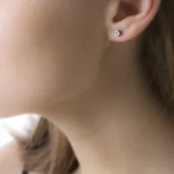 Boucles D'oreilles Puces Victoria Or Blanc Diamant