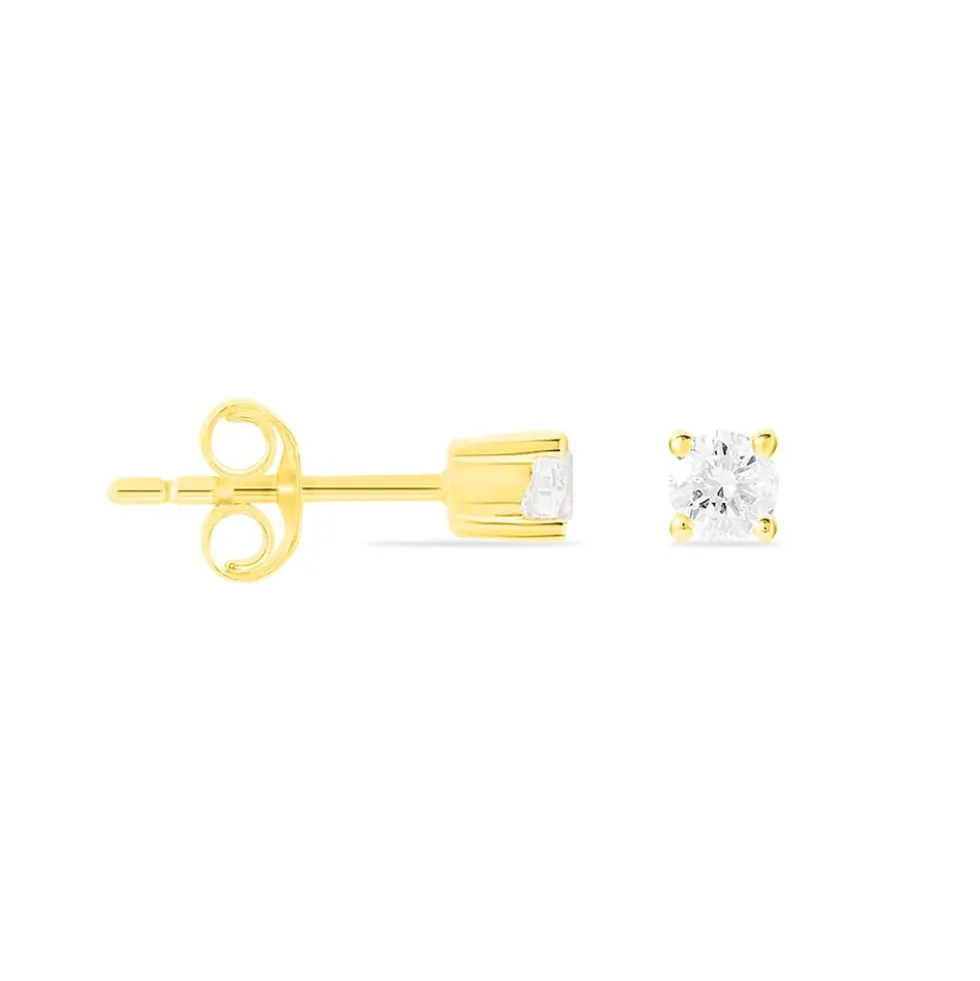 Boucles D'oreilles Puces Victoria Or Jaune Diamant