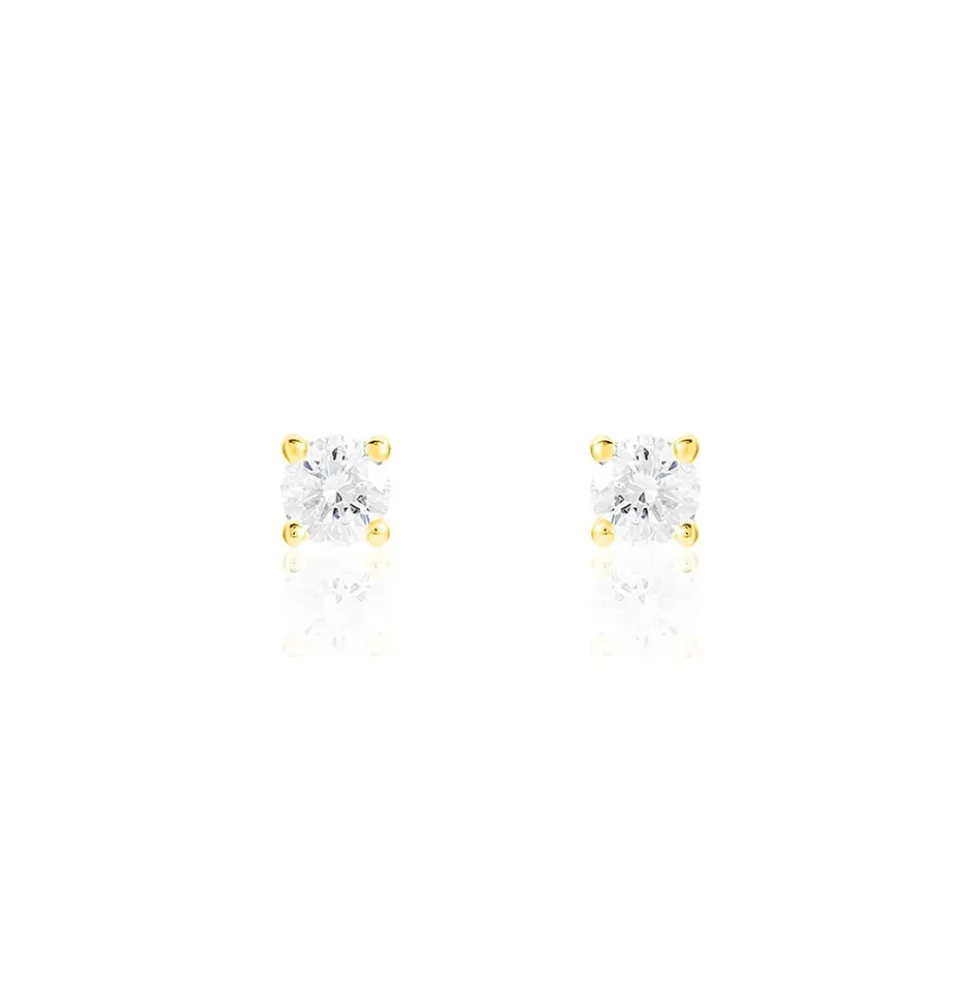 Boucles D'oreilles Puces Victoria Or Jaune Diamant