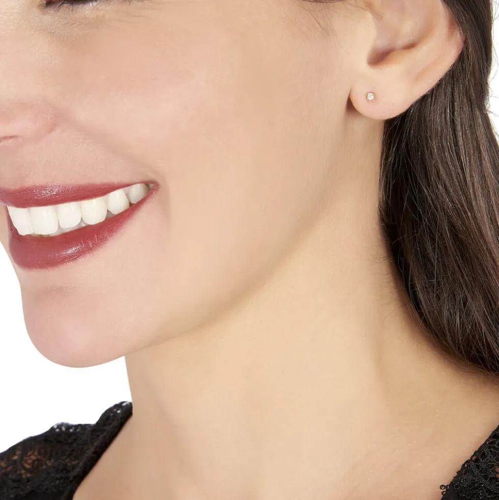 Boucles D'oreilles Puces Victoria Or Jaune Diamant