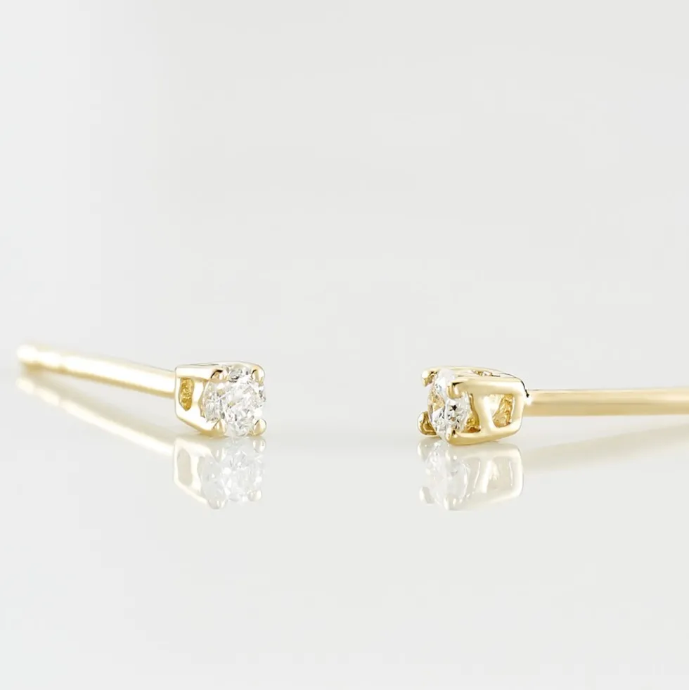 Boucles D'oreilles Puces Victoria Or Jaune Diamant