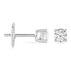 Boucles D'oreilles Puces Victoria Or Blanc Diamant