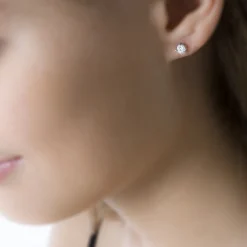 Boucles D'oreilles Puces Victoria Or Blanc Diamant