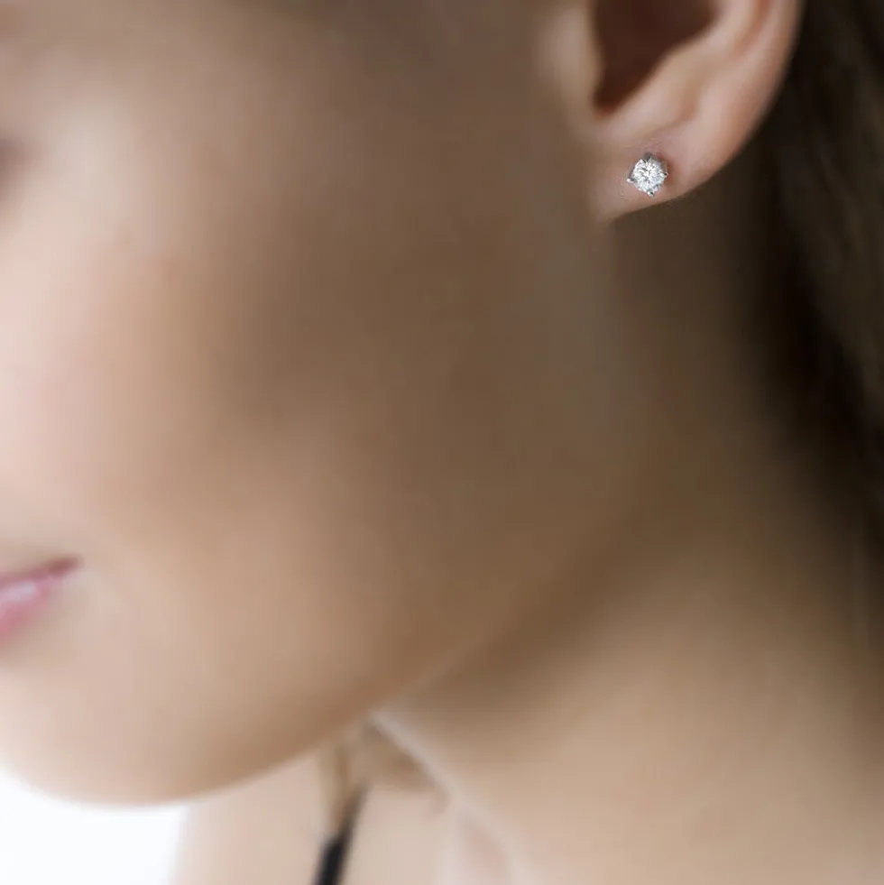 Boucles D'oreilles Puces Victoria Or Blanc Diamant