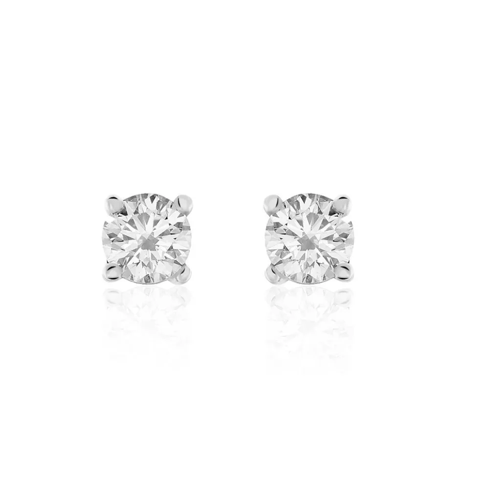 Boucles D'oreilles Puces Victoria Or Blanc Diamant
