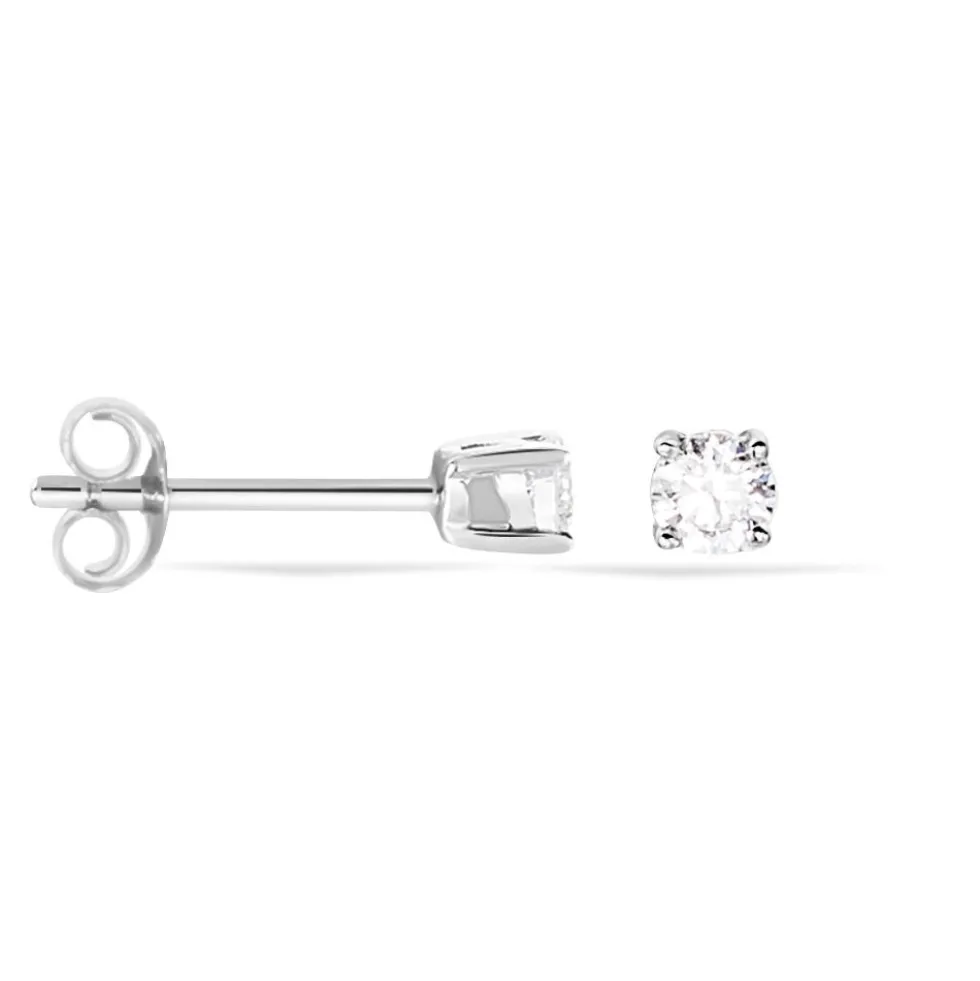 Boucles D'oreilles Puces Victoria Or Blanc Diamant