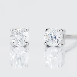 Boucles D'oreilles Puces Victoria Or Blanc Diamant