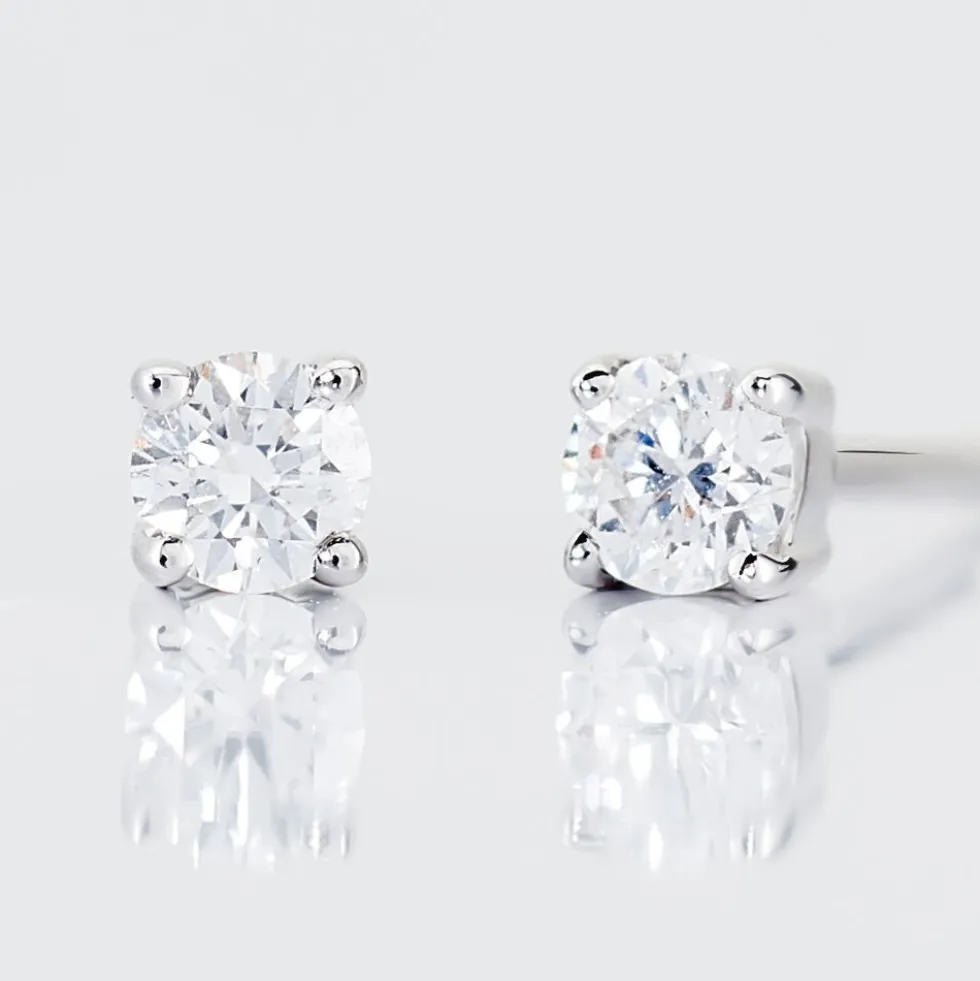 Boucles D'oreilles Puces Victoria Or Blanc Diamant
