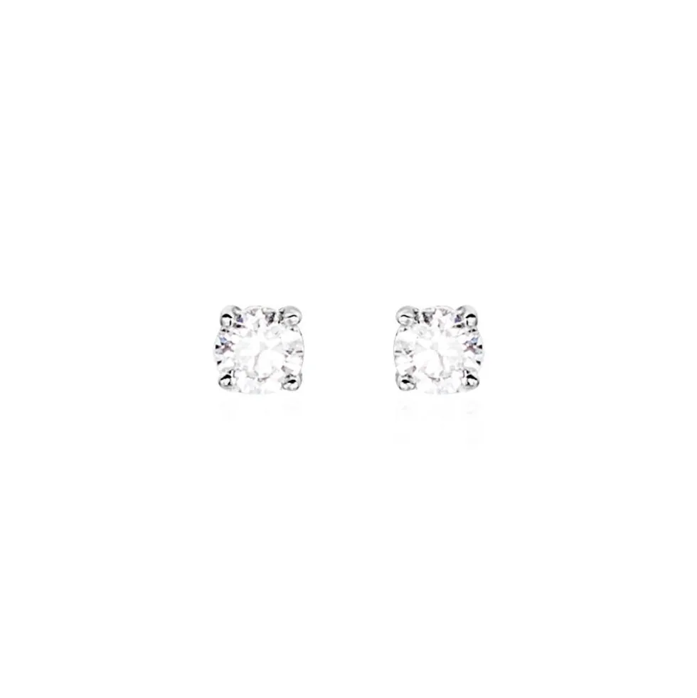 Boucles D'oreilles Puces Victoria Or Blanc Diamant