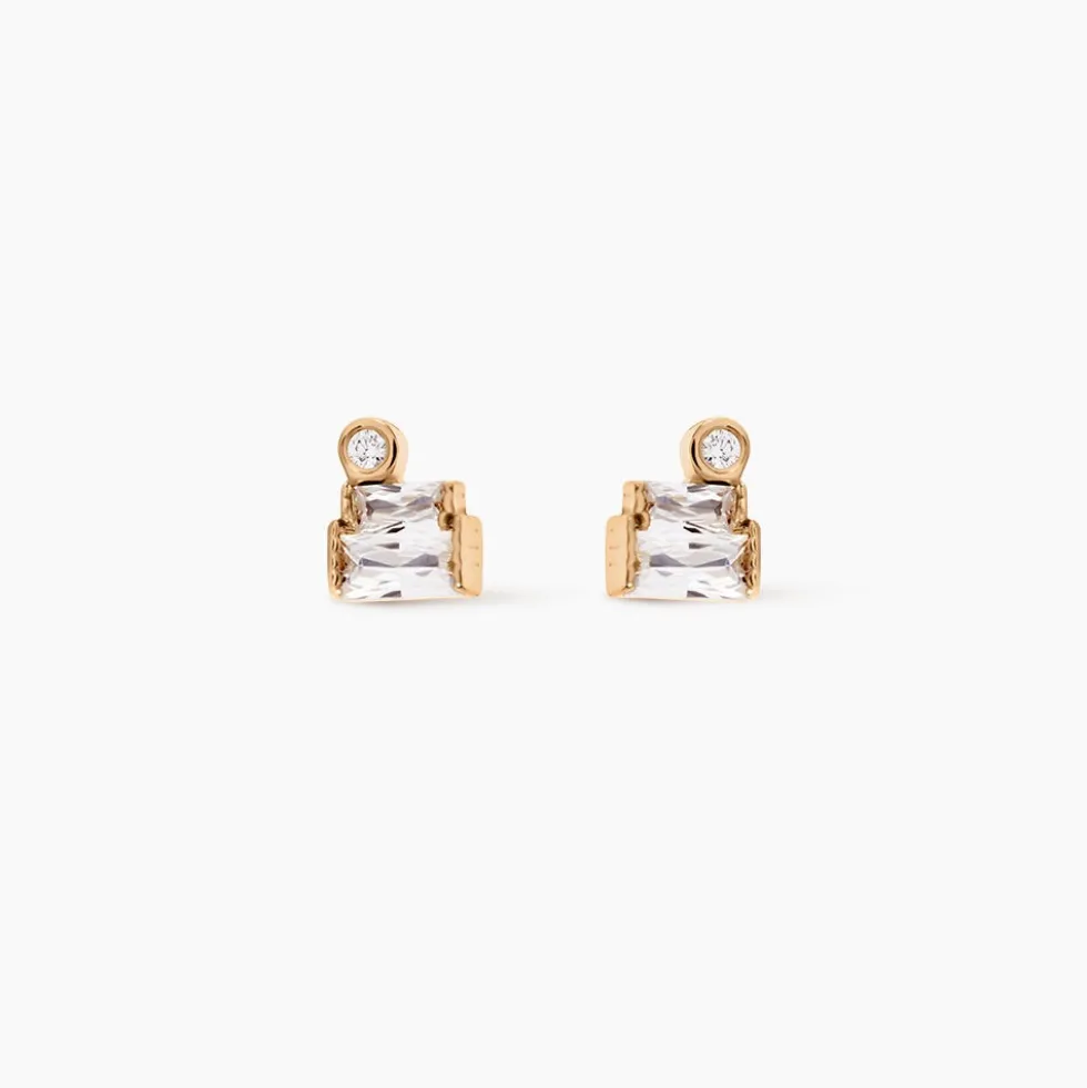 Boucles D'Oreilles Puces Valentyne Plaque Or Jaune Oxyde De Zirconium