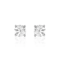 Boucles D'oreilles Puces Victoria Or Blanc Diamant