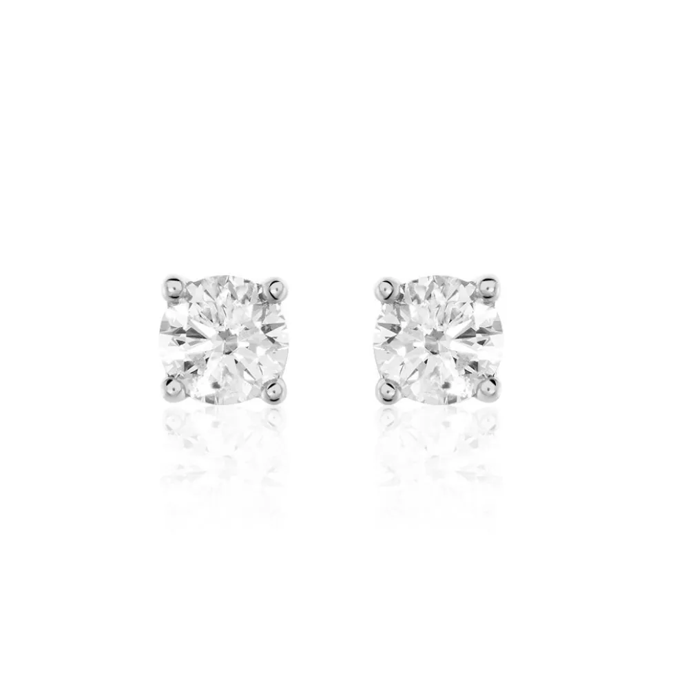 Boucles D'oreilles Puces Victoria Or Blanc Diamant