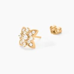 Boucles D'oreilles Puces Vaiana Plaqué Or Jaune Oxyde De Zirconium
