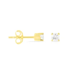 Boucles D'oreilles Puces Victoria Or Jaune Diamant