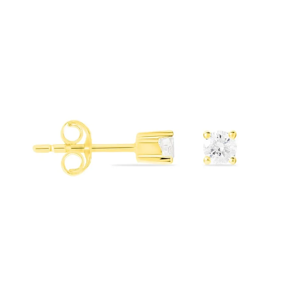 Boucles D'oreilles Puces Victoria Or Jaune Diamant
