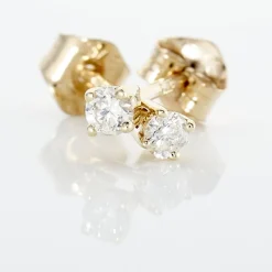 Boucles D'oreilles Puces Victoria Or Jaune Diamant