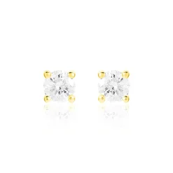 Boucles D'oreilles Puces Victoria Or Jaune Diamant