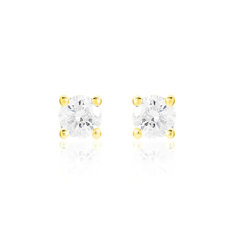 Boucles D'oreilles Puces Victoria Or Jaune Diamant