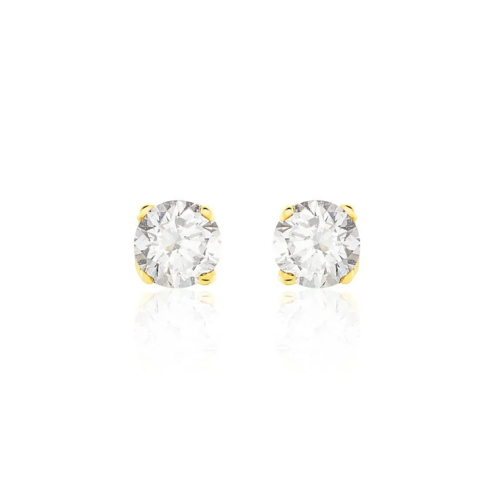Boucles D'oreilles Puces Victoria Or Jaune Diamant