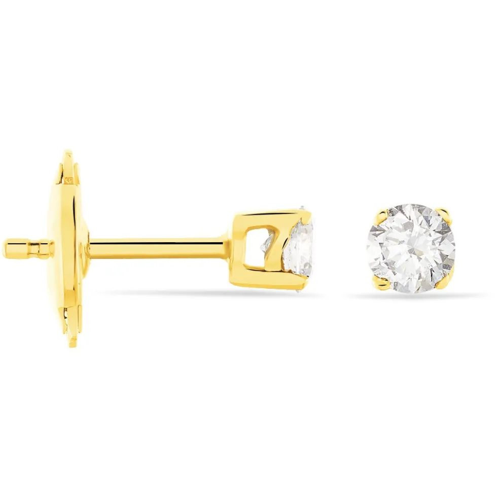 Boucles D'oreilles Puces Victoria Or Jaune Diamant