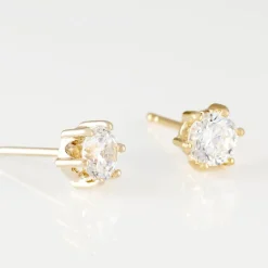 Boucles D'oreilles Puces Yléna Plaqué Or Jaune Oxyde De Zirconium
