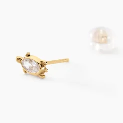Boucles D'oreilles Puces Yoshi Or Jaune Oxyde De Zirconium