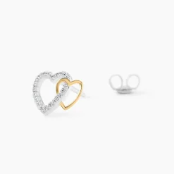 Boucles D'oreilles Puces Ysma Or Jaune Argent Blanc
