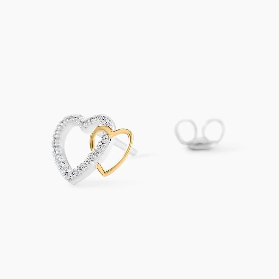 Boucles D'oreilles Puces Ysma Or Jaune Argent Blanc
