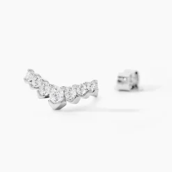Boucles D'oreilles Puces Zuina Argent Blanc Oxyde De Zirconium