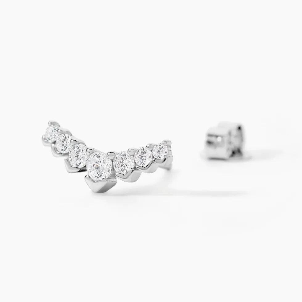 Boucles D'oreilles Puces Zuina Argent Blanc Oxyde De Zirconium
