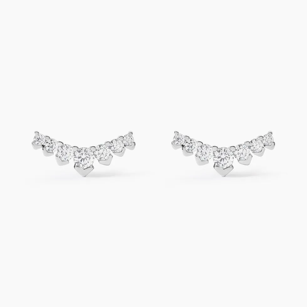 Boucles D'oreilles Puces Zuina Argent Blanc Oxyde De Zirconium