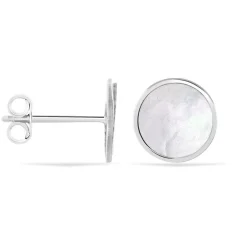 Boucles D'oreilles Puces Zoelle Argent Blanc Nacre