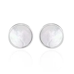 Boucles D'oreilles Puces Zoelle Argent Blanc Nacre