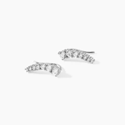 Boucles D'oreilles Grimpantes Aldrick Argent Blanc Oxyde De Zirconium