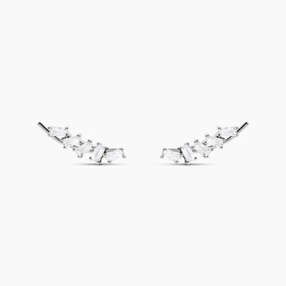 Boucles D'oreilles Grimpantes Adonia Argent Blanc Oxyde De Zirconium
