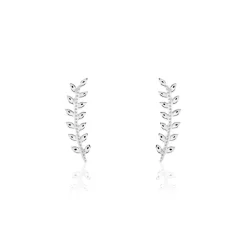Boucles D'oreilles Grimpantes Folia Argent Blanc