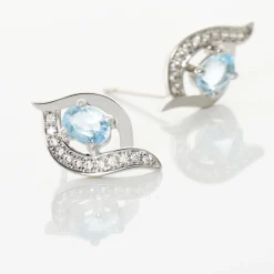 Boucles D'oreilles Lydia Or Blanc Topaze Oxyde