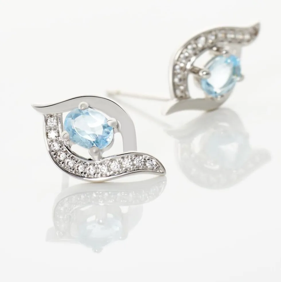 Boucles D'oreilles Lydia Or Blanc Topaze Oxyde