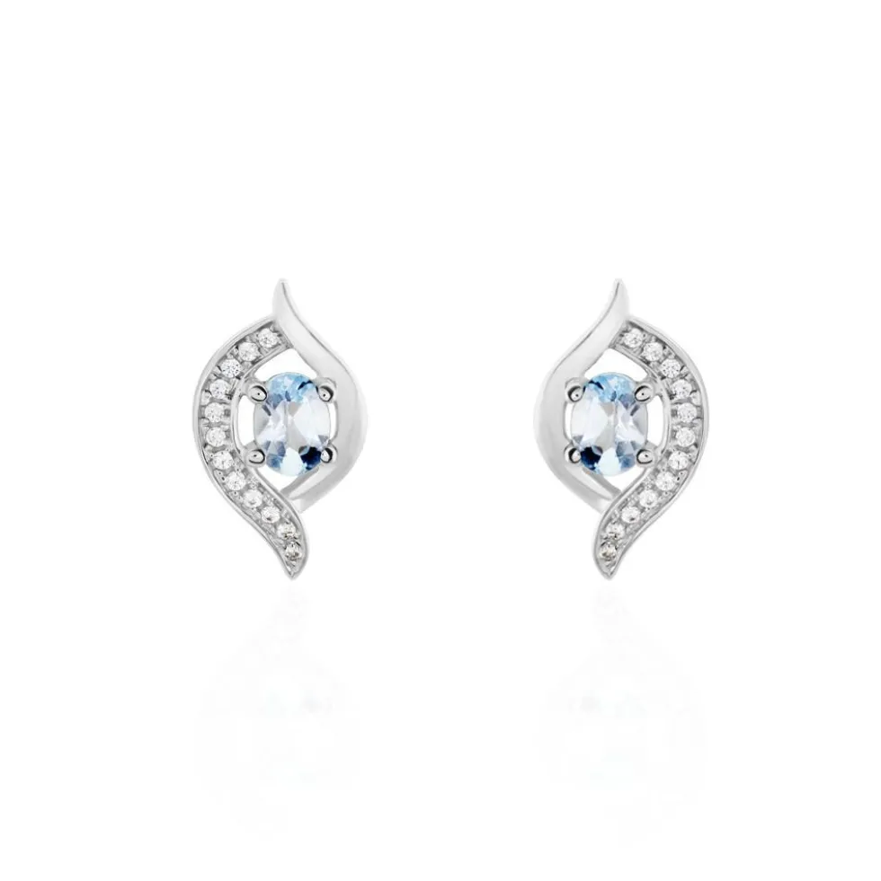 Boucles D'oreilles Lydia Or Blanc Topaze Oxyde