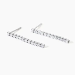 Boucles D'Oreilles Pendantes Lexane Argent Blanc Oxyde De Zirconium