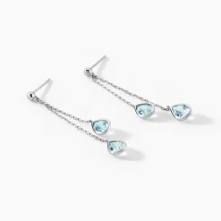 Boucles D'oreilles Pendantes Carlyn Or Blanc Topaze