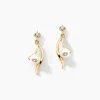 Boucles D'oreilles Pendantes Orientale Or Jaune Perle De Culture