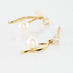 Boucles D'oreilles Pendantes Orientale Or Jaune Perle De Culture