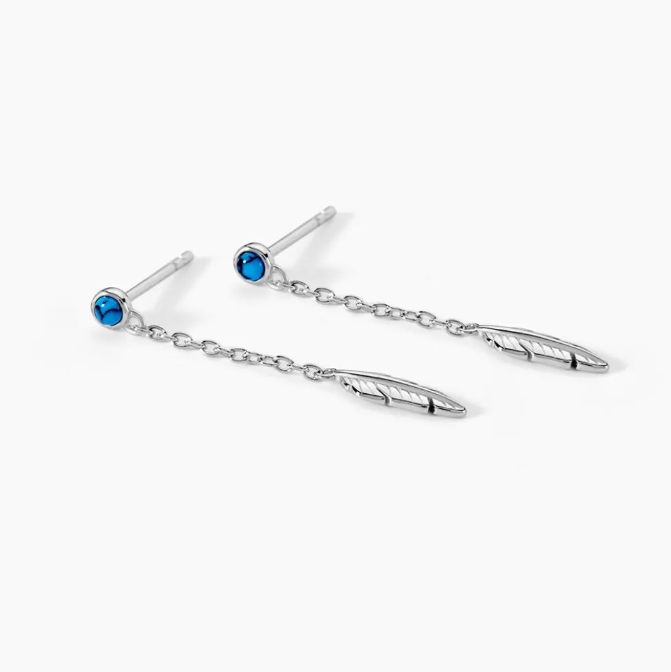 Boucles D'oreilles Pendantes Lottie Argent Blanc Turquoise