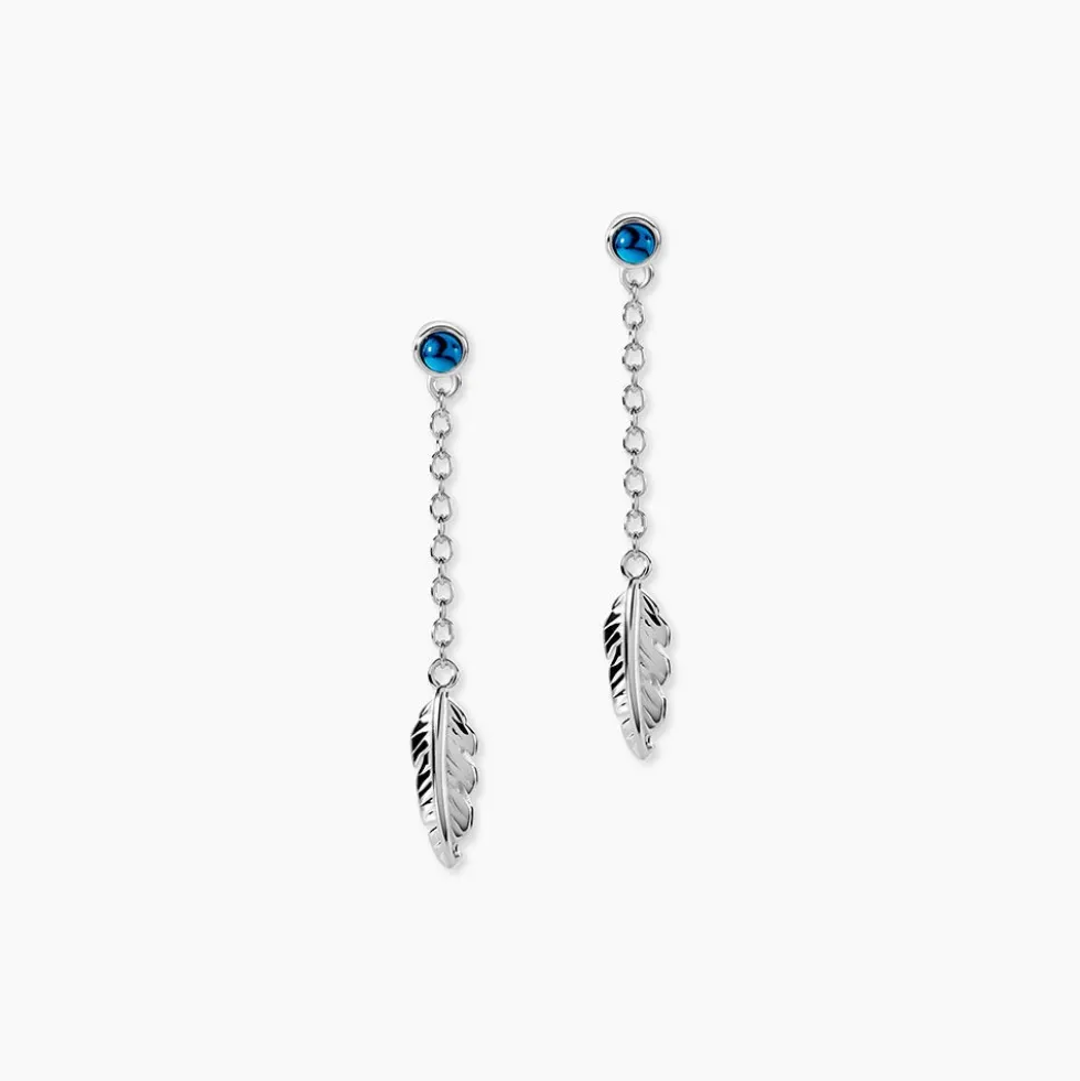 Boucles D'oreilles Pendantes Lottie Argent Blanc Turquoise