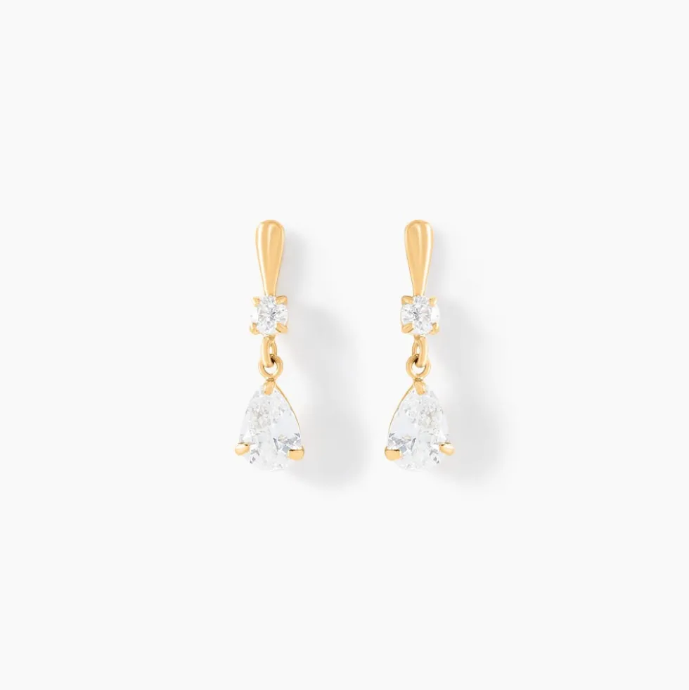 Boucles D'oreilles Pendantes Ernst Goutte Or Jaune Oxyde De Zirconium