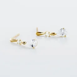 Boucles D'oreilles Pendantes Ernst Goutte Or Jaune Oxyde De Zirconium