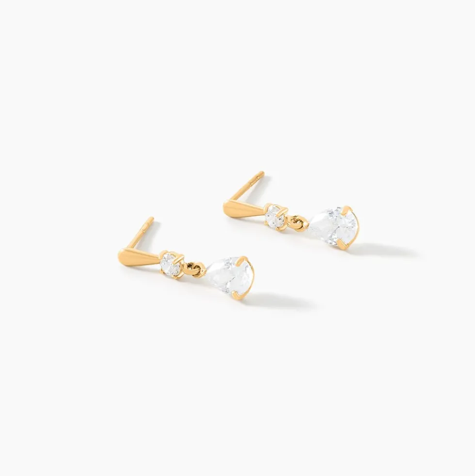 Boucles D'oreilles Pendantes Ernst Goutte Or Jaune Oxyde De Zirconium